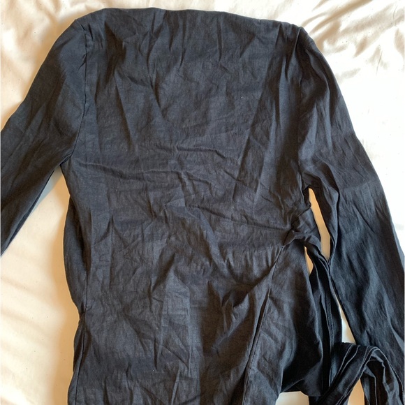 ZARA BLACK WRAP AROUND LONG SLEEVE TOP SIZE S - Picture 3 of 4